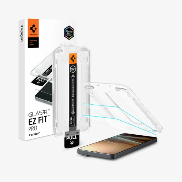 Be a hero. Save your screen and your time. The EZ Fit Pro lets you install a screen protector on your Galaxy S26 like never before. Use the tray to align the screen protector on your Galaxy S26 series. Press down, peel, and you're good to go. Easy does it.